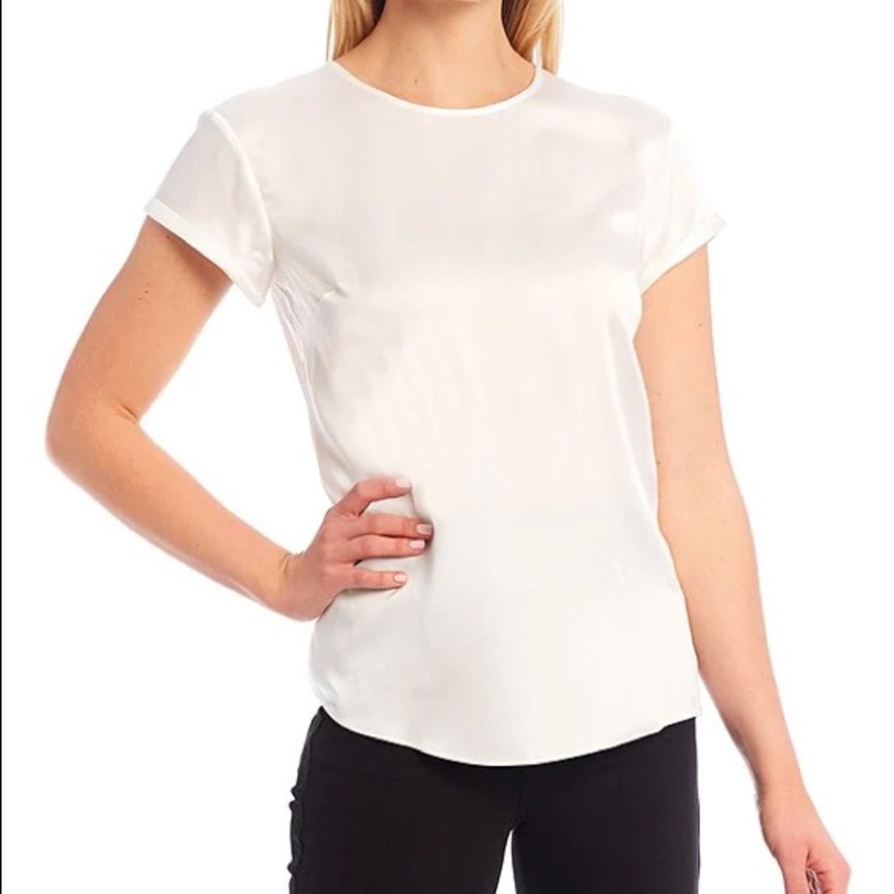 Silk Antonio Melani sz L short sleeve scoopneck